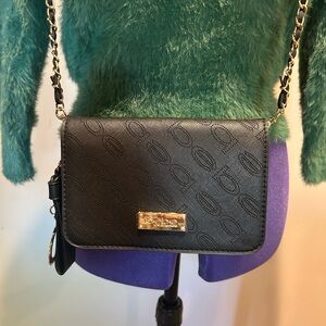 Bebe Black Crossbody Bag with Gold Chain
